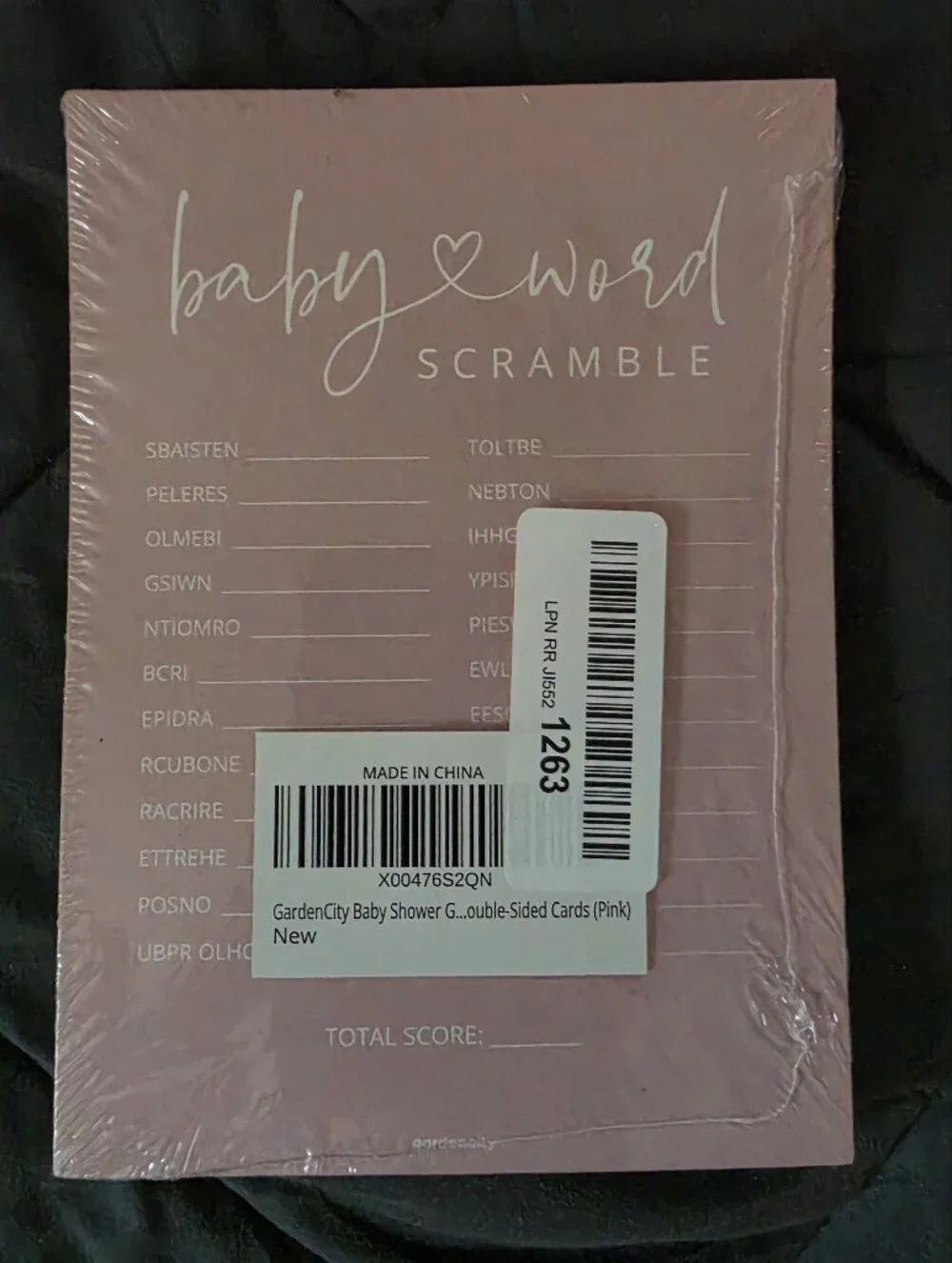 Baby Word Scramble Game 50 Pack - White & Pink Reversable  New Sealed